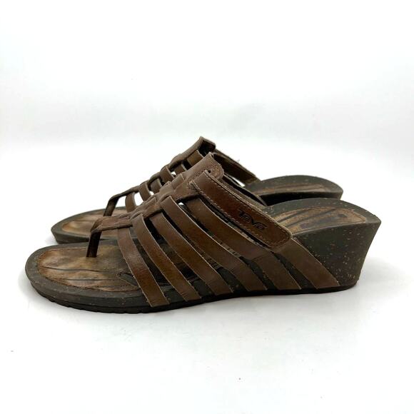 Teva Cabrillo Leather Wedge Sandals Brown Leather Women's 8 US - Picture 2 of 9